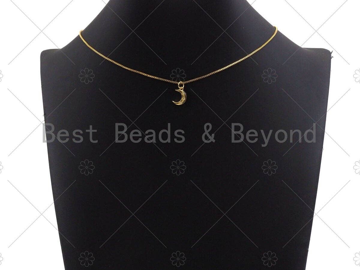 Dainty Gold Star Cresent Moon Charms, Dainty Charms, Moon Pendant, Gold Coin Pendant, Gold Necklace Charms, 9x12mm, Sku#LK114