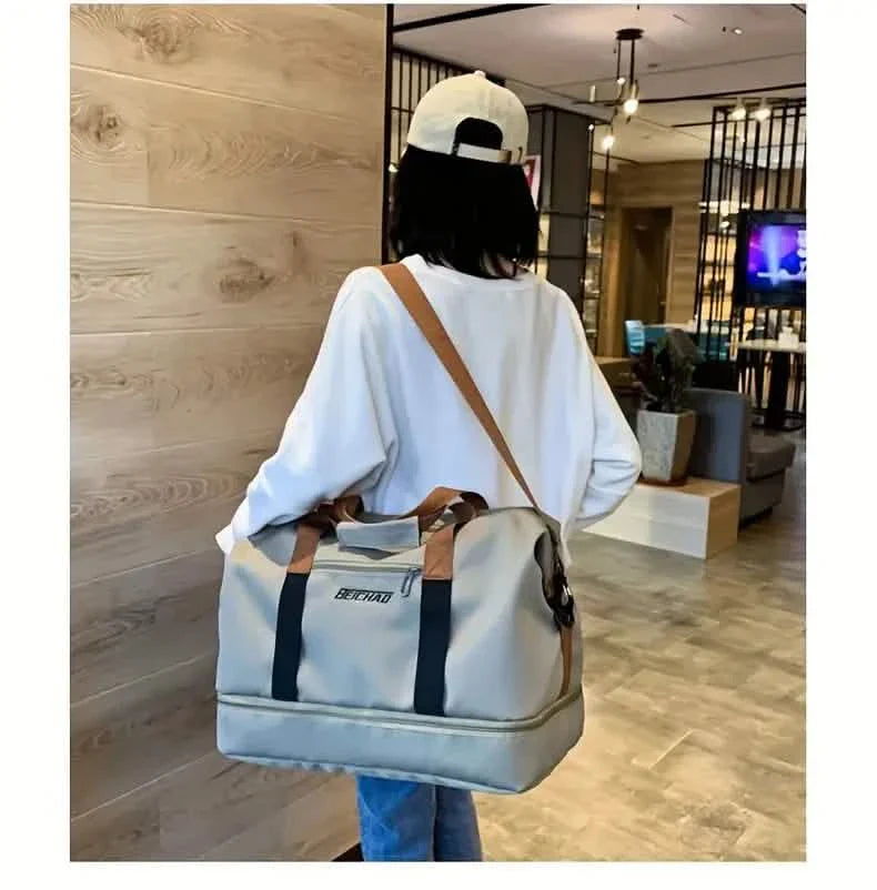 Sac de voyage pliable en nylon – Grande capacité, compartiment à chaussures – Hommes et femmes