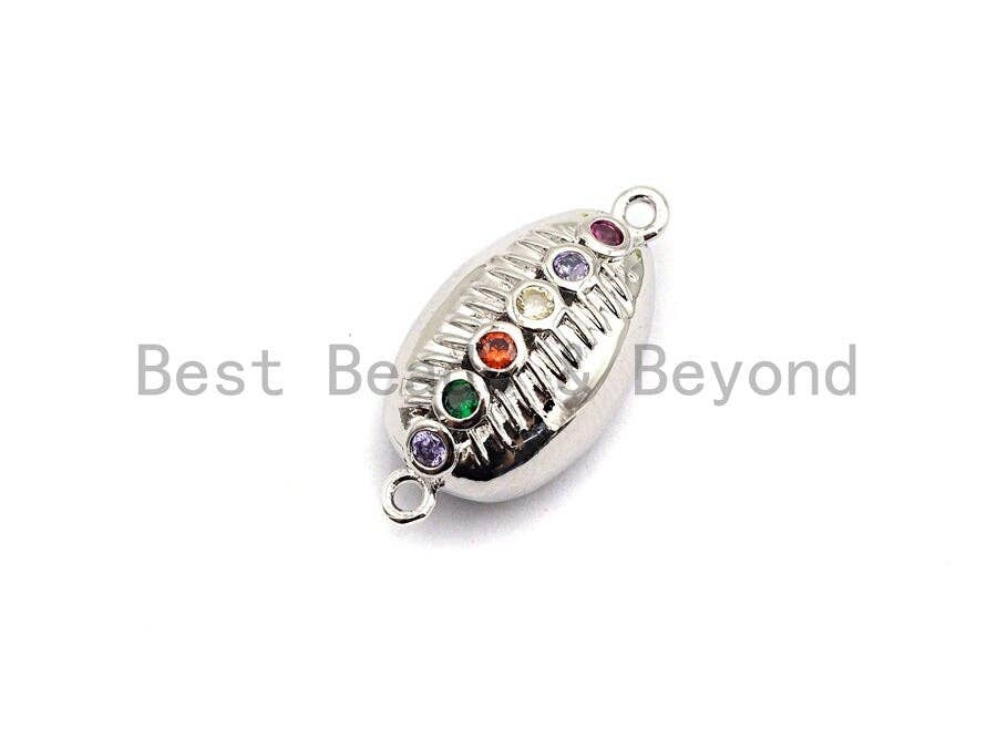 Colorful CZ Micro Pave Cowrie Shell Shape Connector for Bracelet/Necklace,Box Connector, 11x22x8mm,sku#E469