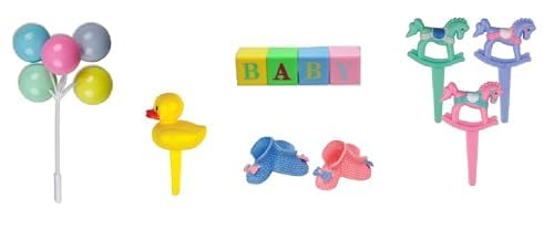 Oasis Supply, Baby Shower, Kit Décoration de Gâteau "Bienvenue Bébé", Ensemble Deluxe 30 pièces, Incluant Blocs "B A B Y"