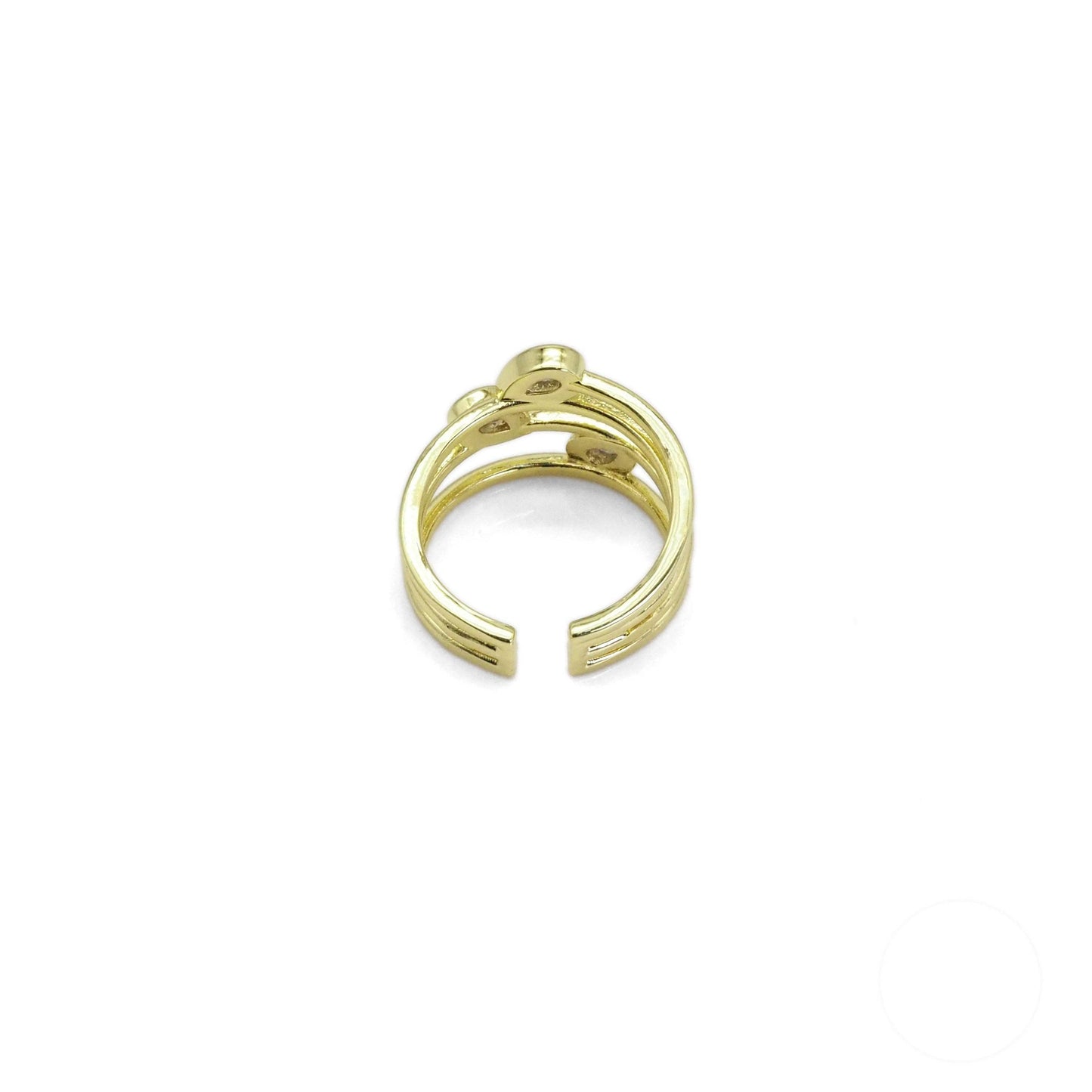Clear Teardrop CZ Gold Multiline Ring, Sku#LX428