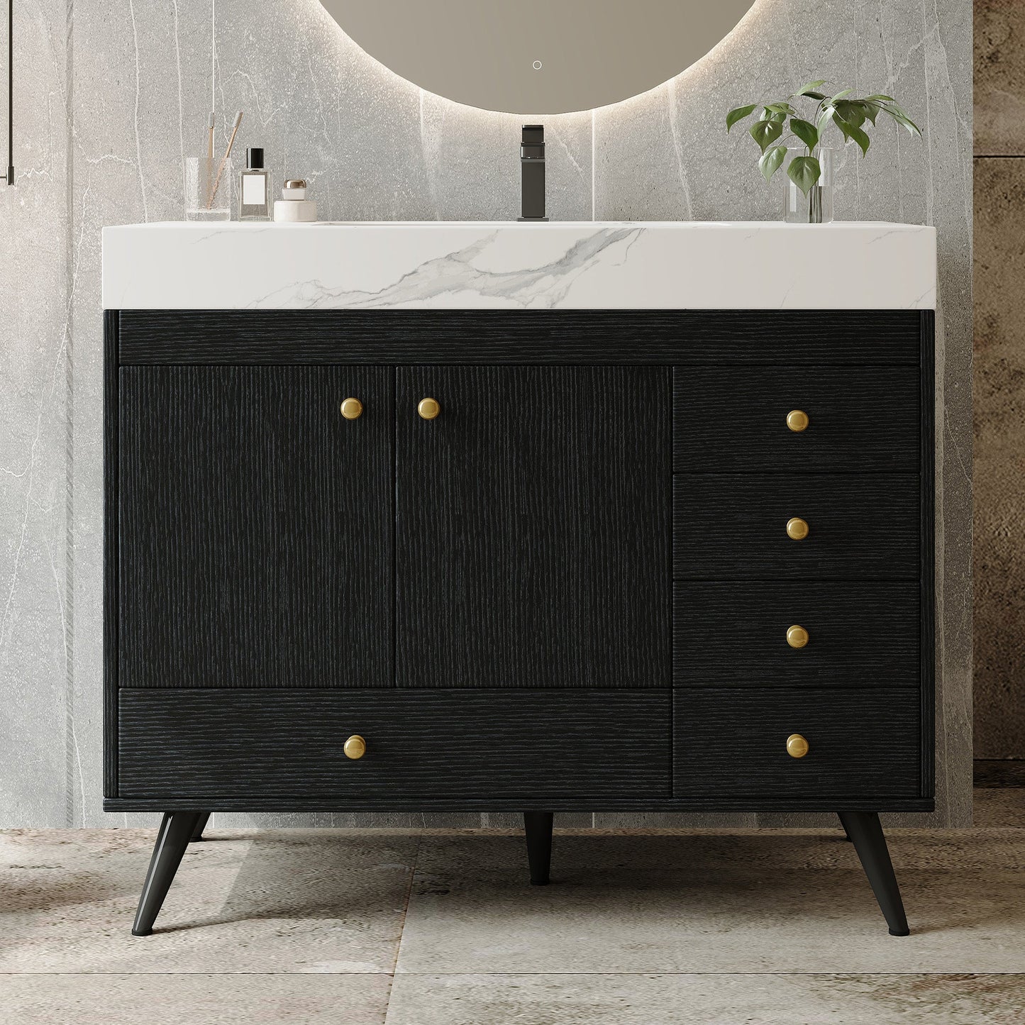 36" Freestanding Bathroom Vanity with Faux Marble Top