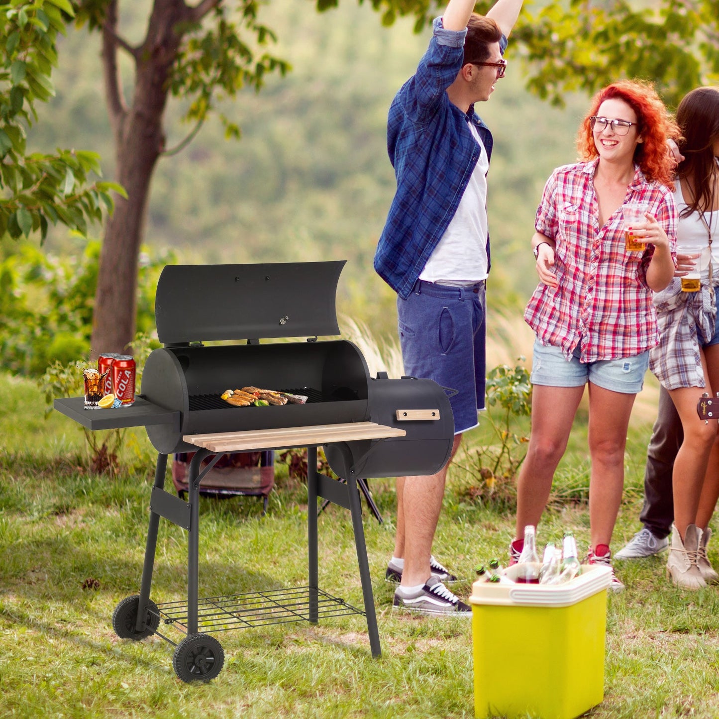 Outsunny 48" Steel Portable Backyard Grill