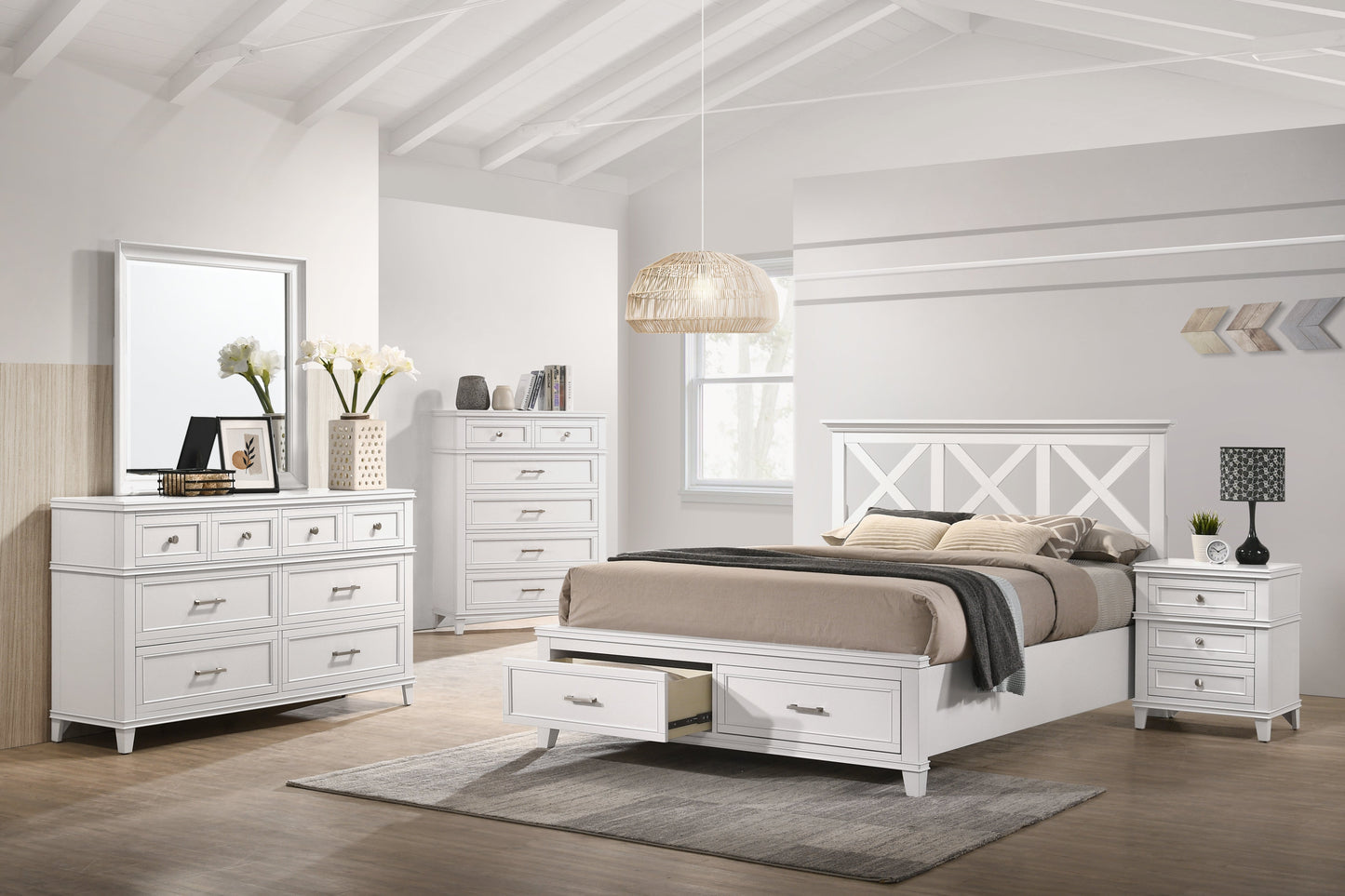 White 5 Drawer Chest