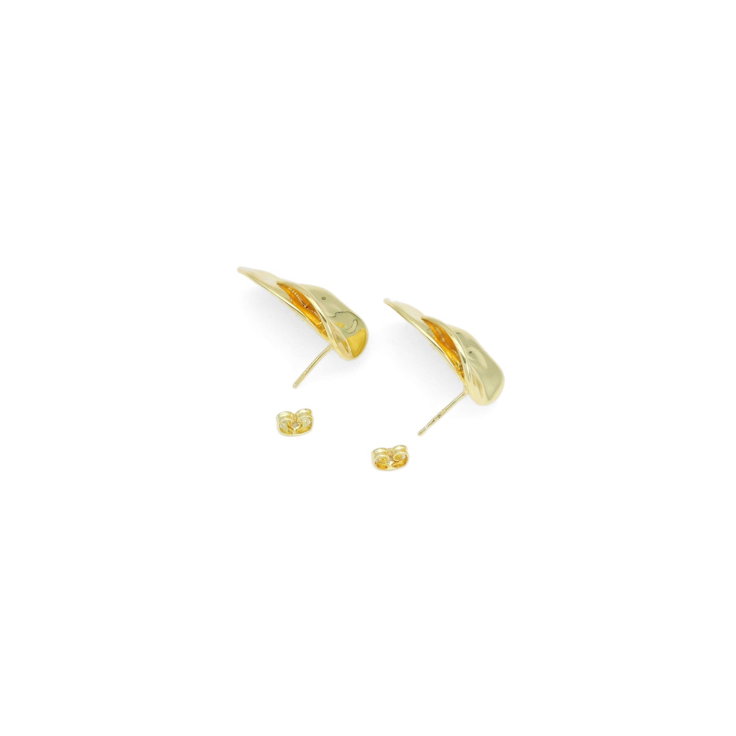 Silver Gold Hammered Oval Shape Statment Earrings, Sku#LD623