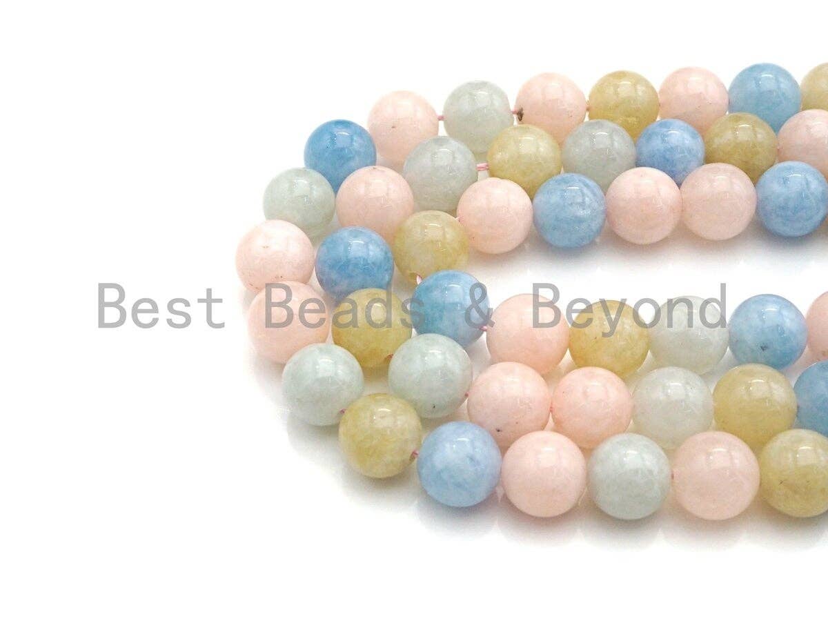 High Quality Natural Morganite Aquamarine Beads, 8mm/10mm/12mm Round Smooth Aquamarine, 15.5" Full Strand, Sku#U800