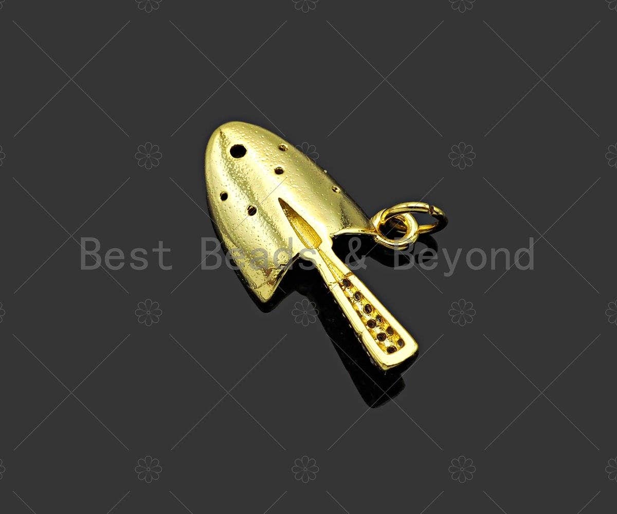 Gold Filled CZ Micro Pave Shovel Shape Pendant, 18K Gold Filled Shovel Charm, Necklace Bracelet Charm Pendant,14x24mm,Sku#LK354