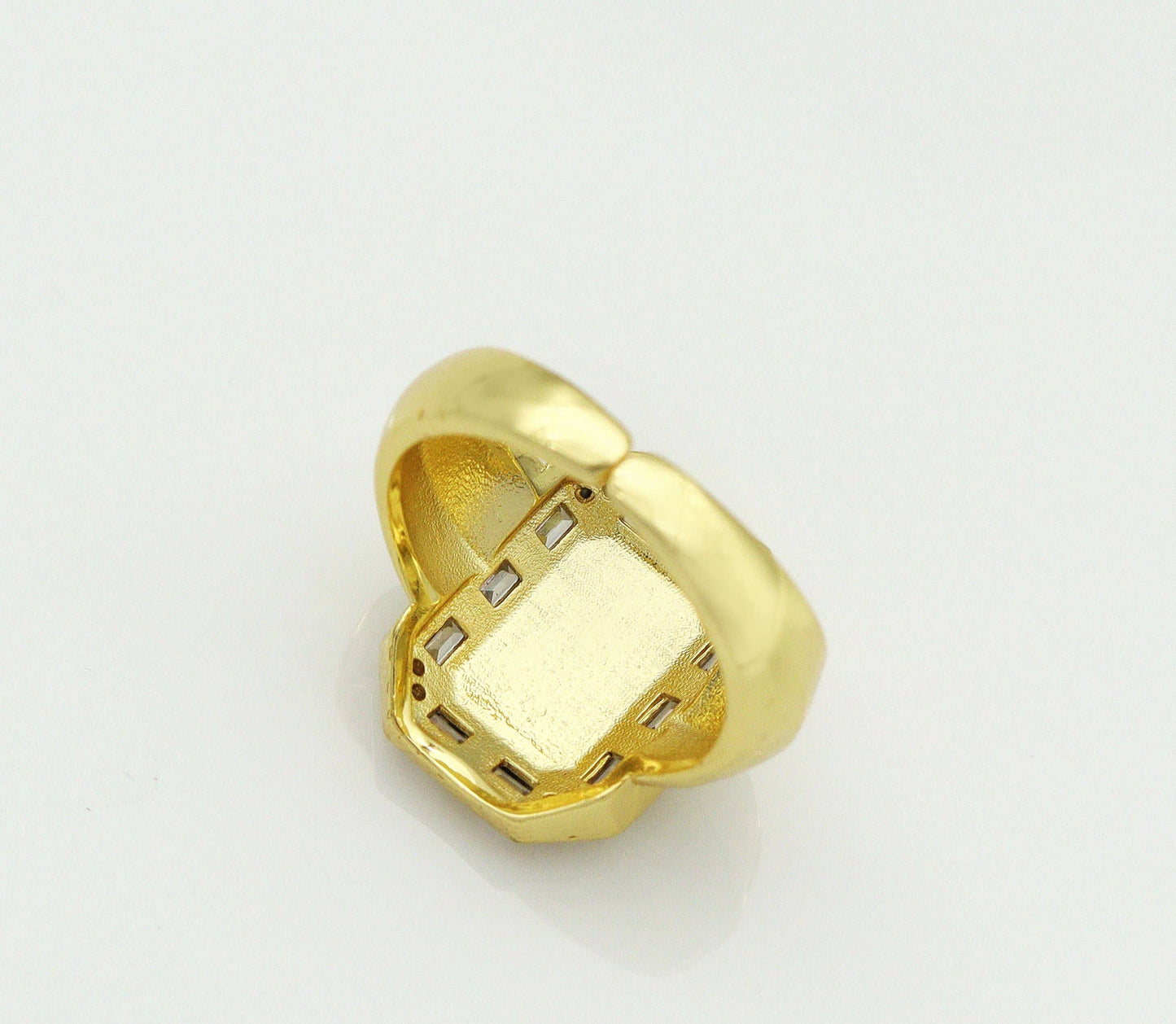 CZ Enamel Flower on Rectangle Adjustable Ring, Sku#X326