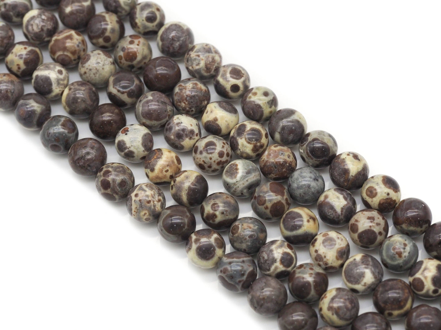 Genuine Brown Ocean Jasper Round Smooth Beads, Sku#U1353