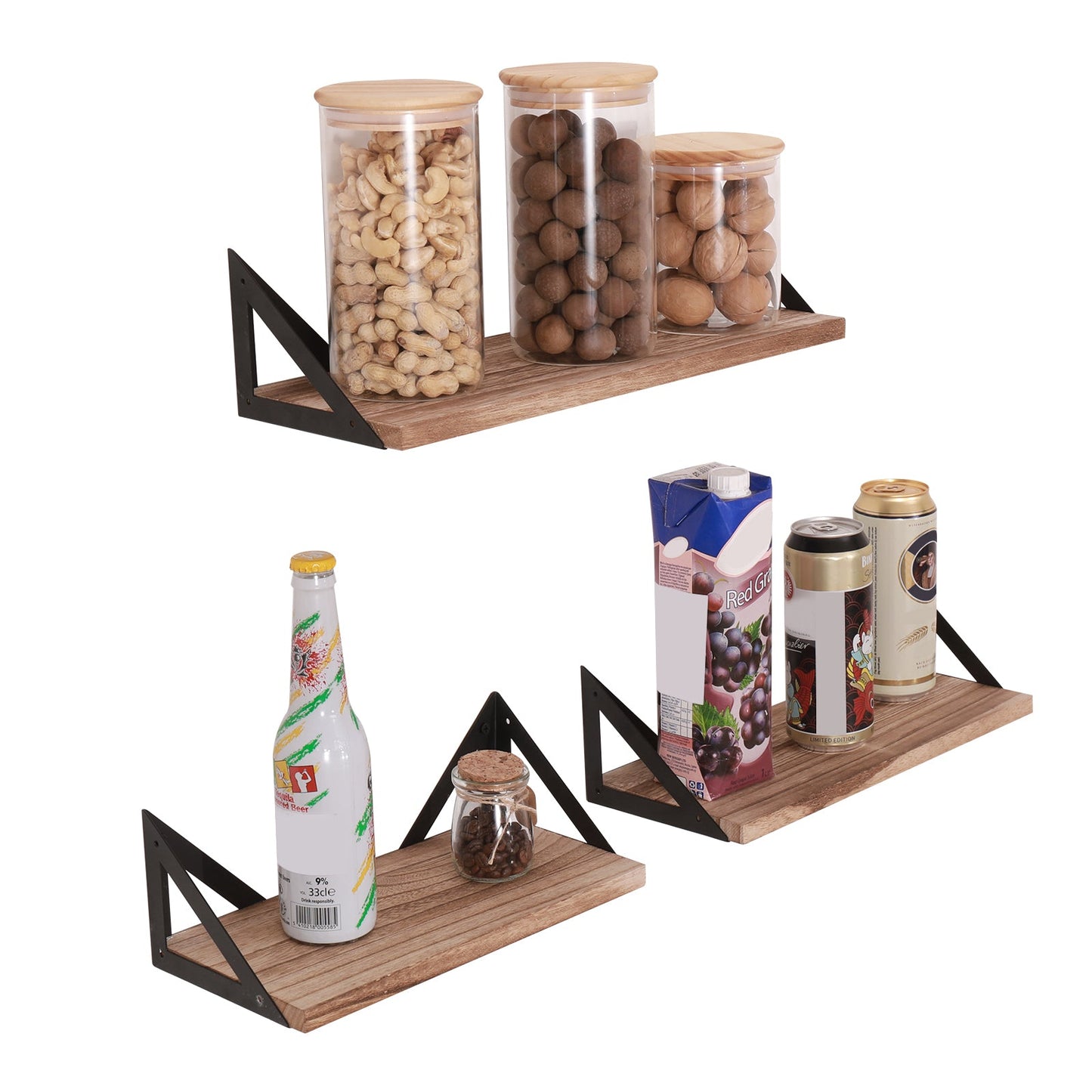 Floating Shelves, Set of 3 Wall Mounted Shelves