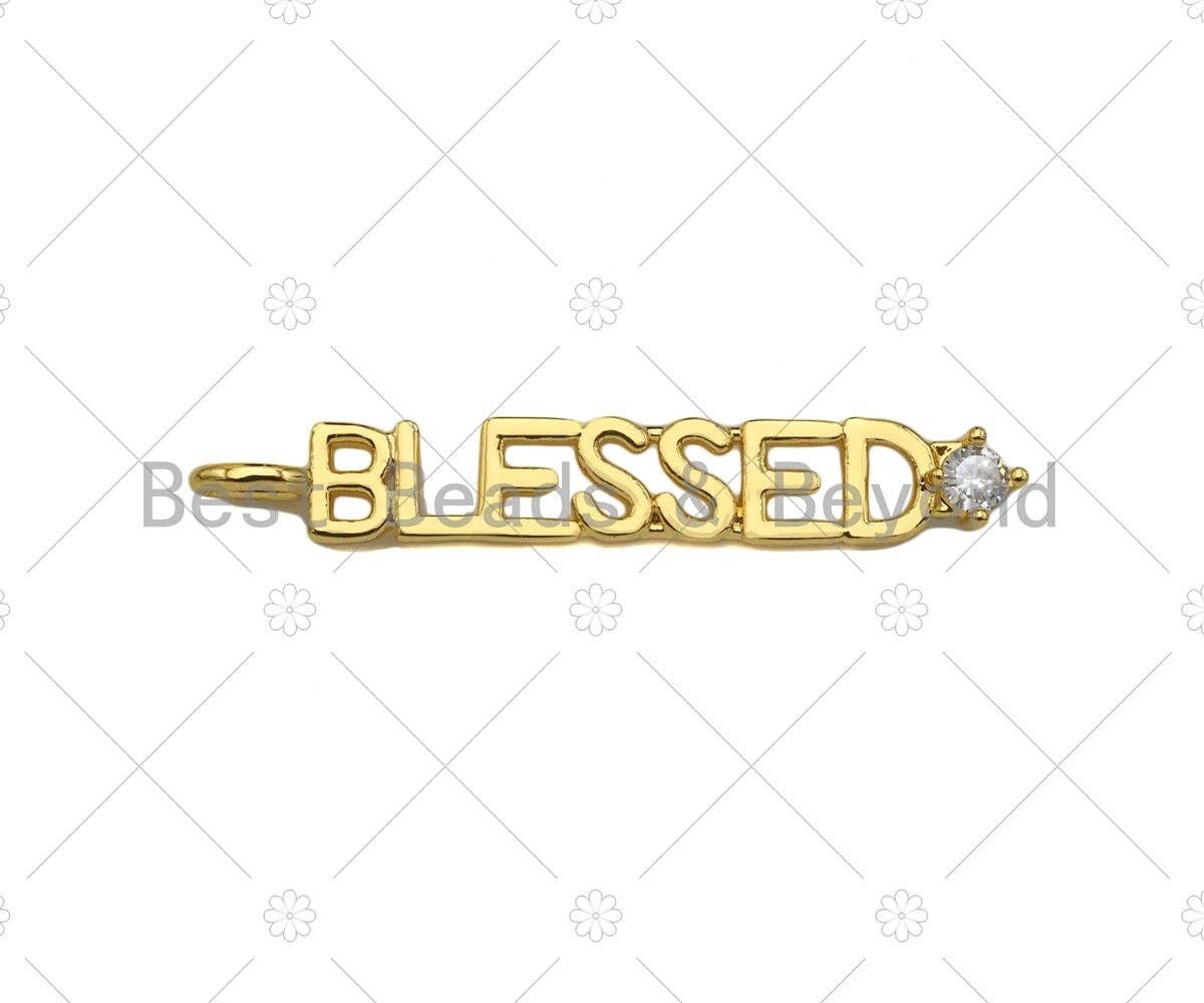 CZ Micro Pave Grateful Blessed Lucky Fuck word Pendant,Sku#Z1309