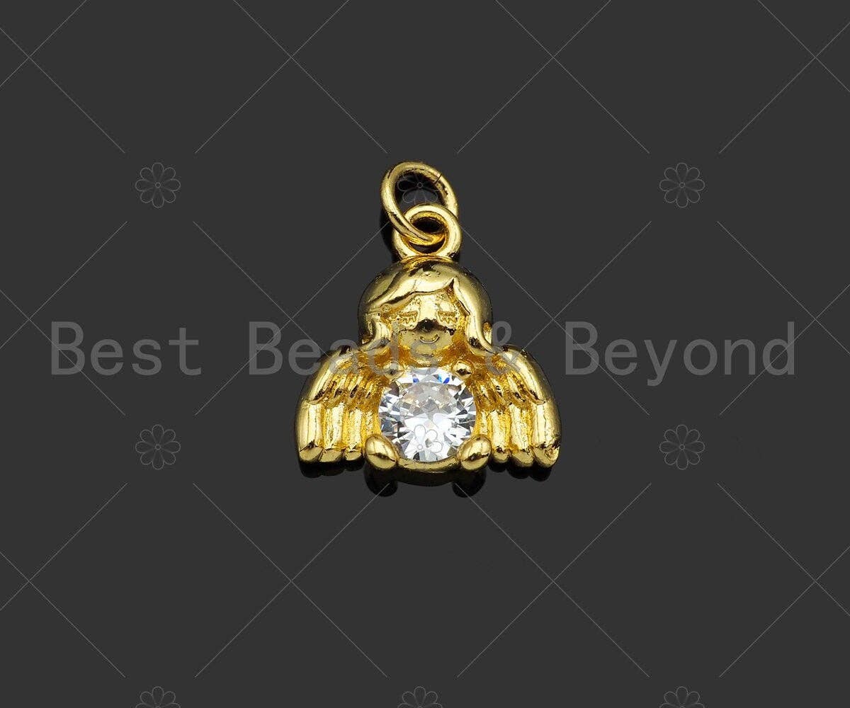 Gold Filled CZ Micro Pave Cute Angel Shape Pendant,18K Gold Filled Angel Charm, Necklace Bracelet Charm Pendant,15x14mm,Sku#LK343