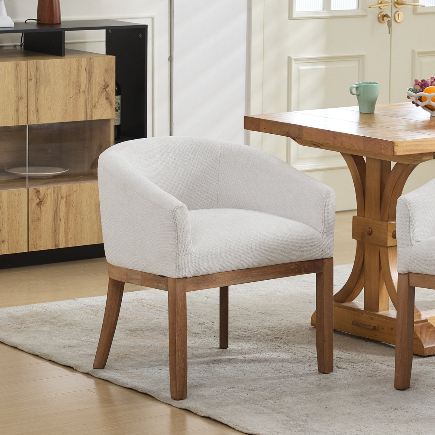 Mid Century Modern Upholstered Barrel Dining Chairs