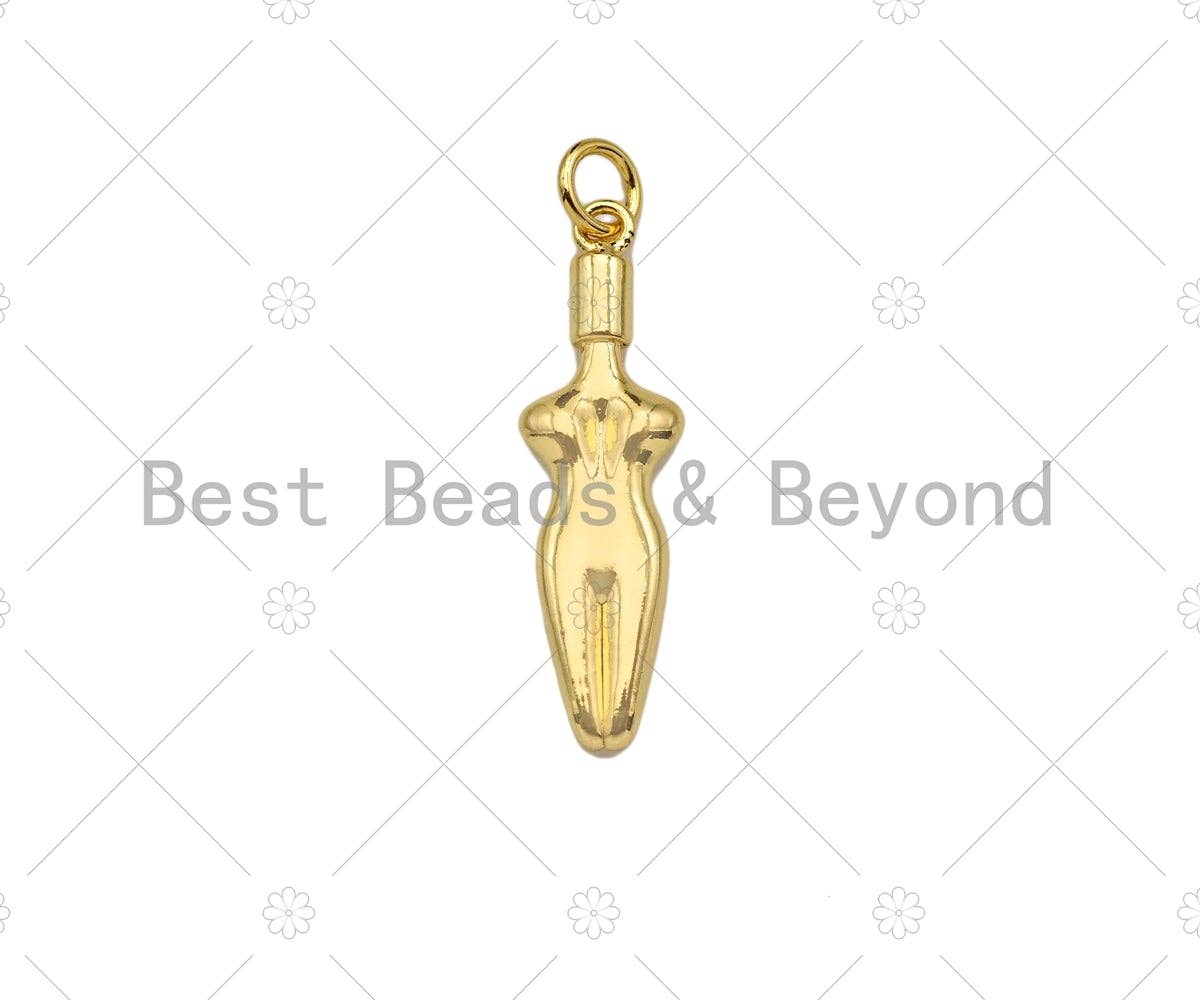 18K Dainty Gold Female Body Pendant,Female Empowerment Charm, Necklace Bracelet Charm Pendant,8x27mm, Sku#LK267