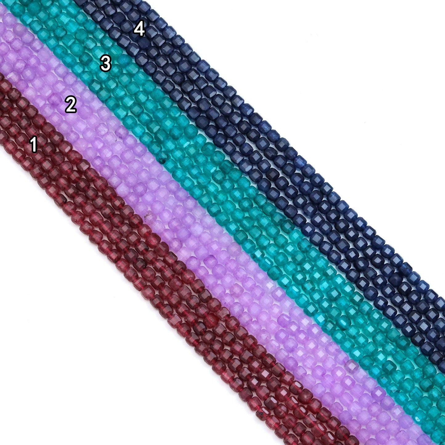 4mm Faceted Cut Cube Beads, 15.5" Full Strand, Sku#U2032