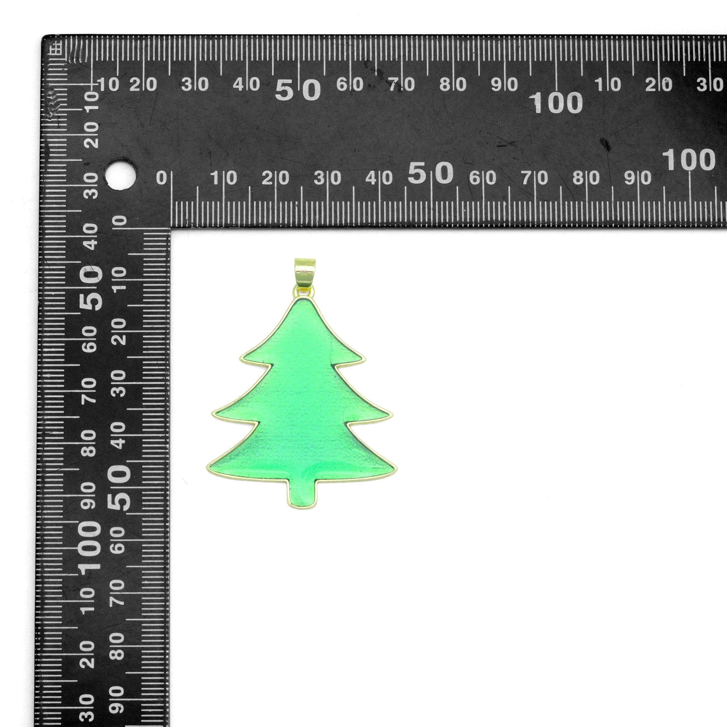 Green Enamel Gold Christmas cedar tree Charm Pendant,Sku#LK1207