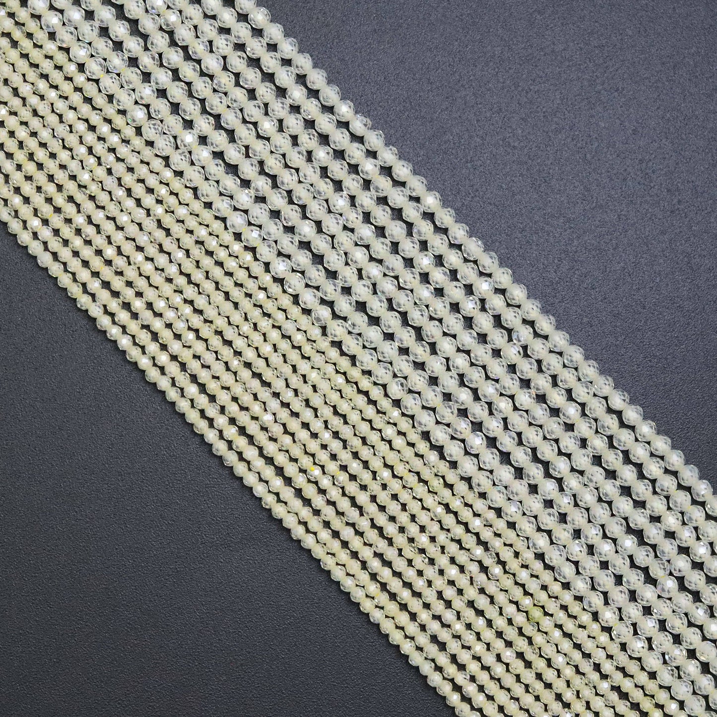 Light Yellow CZ Round Faceted Beads, Sku#U1867