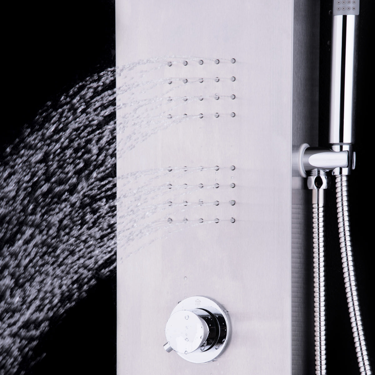 55 Inch Brushed Stainless Steel Shower Panel Rainfall Waterfall