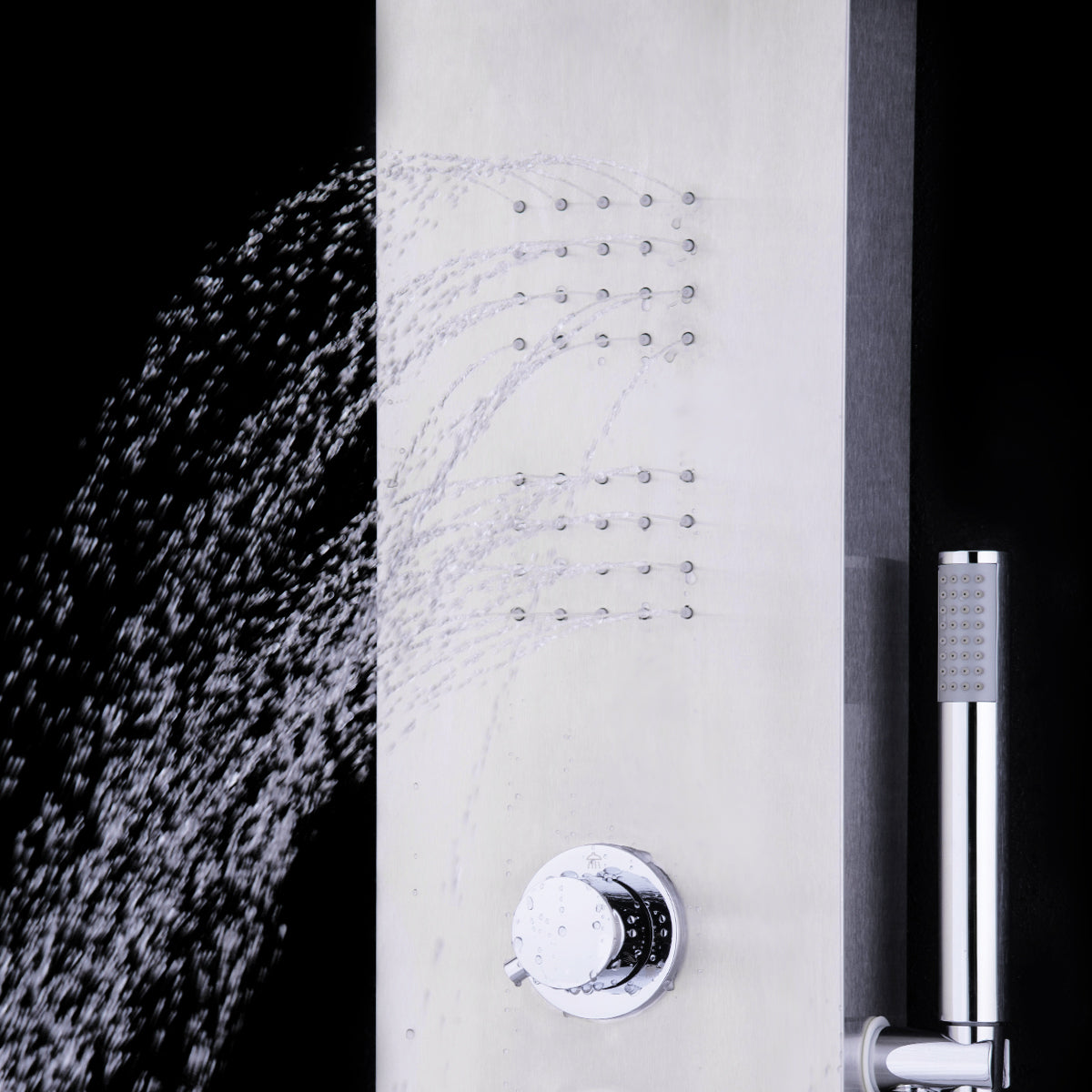 59” Stainless Steel Shower Panel with Massage Jets and Hand Shower