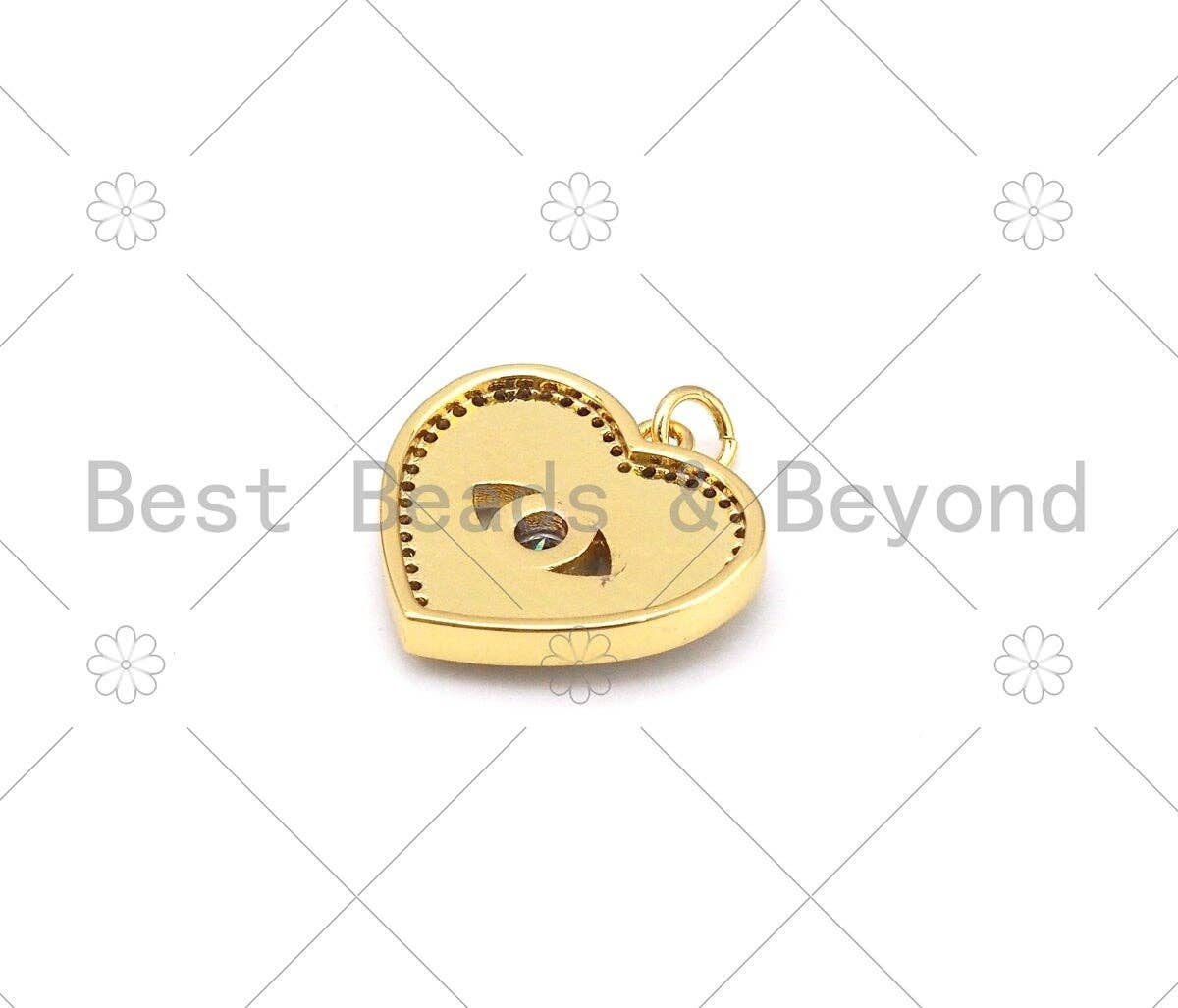 Enamel Colorful Evil Eye Heart Shape Pendant, Sku#F1414C