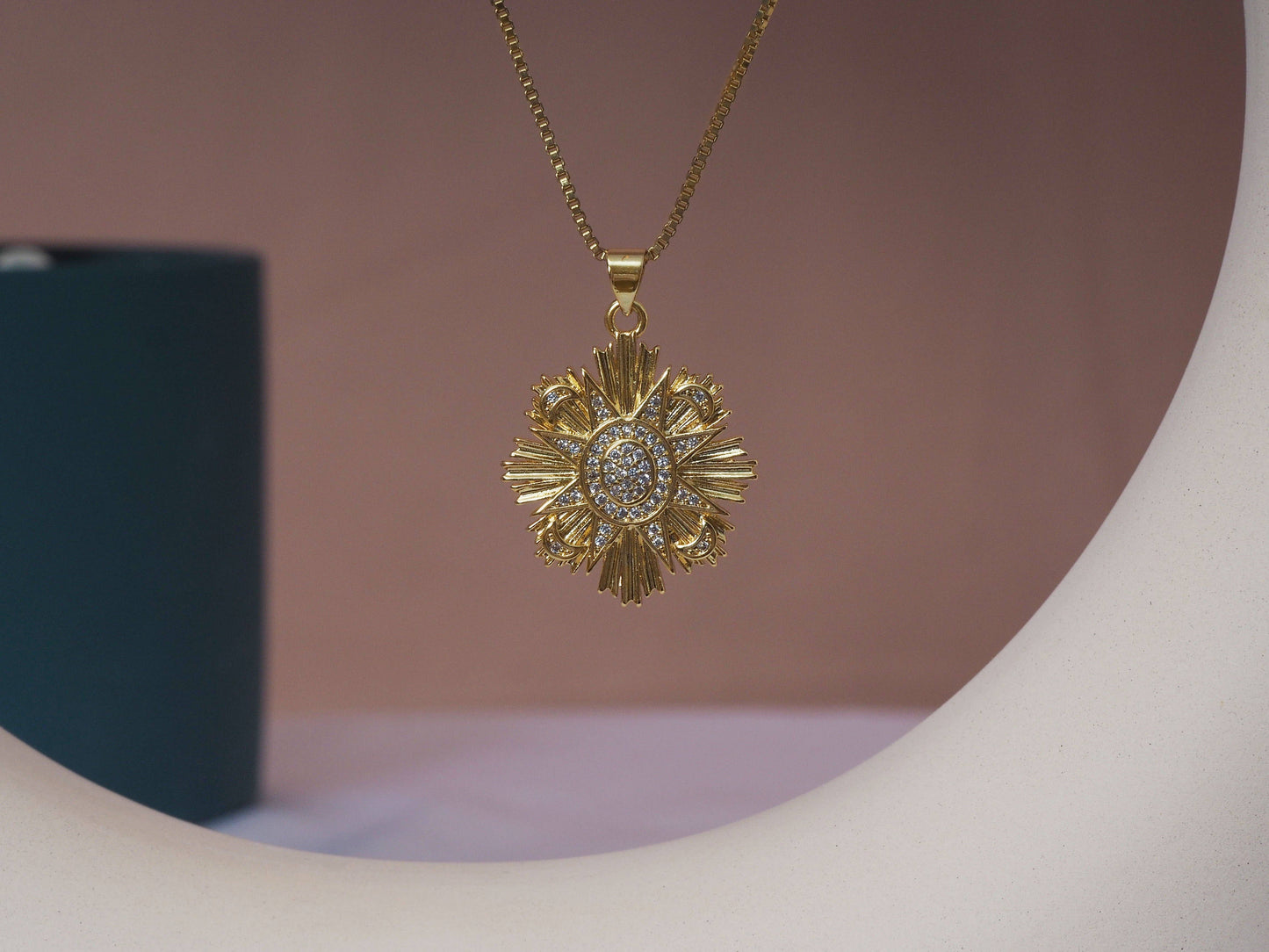 CZ North Star on Flower Charm, Sku#LK625