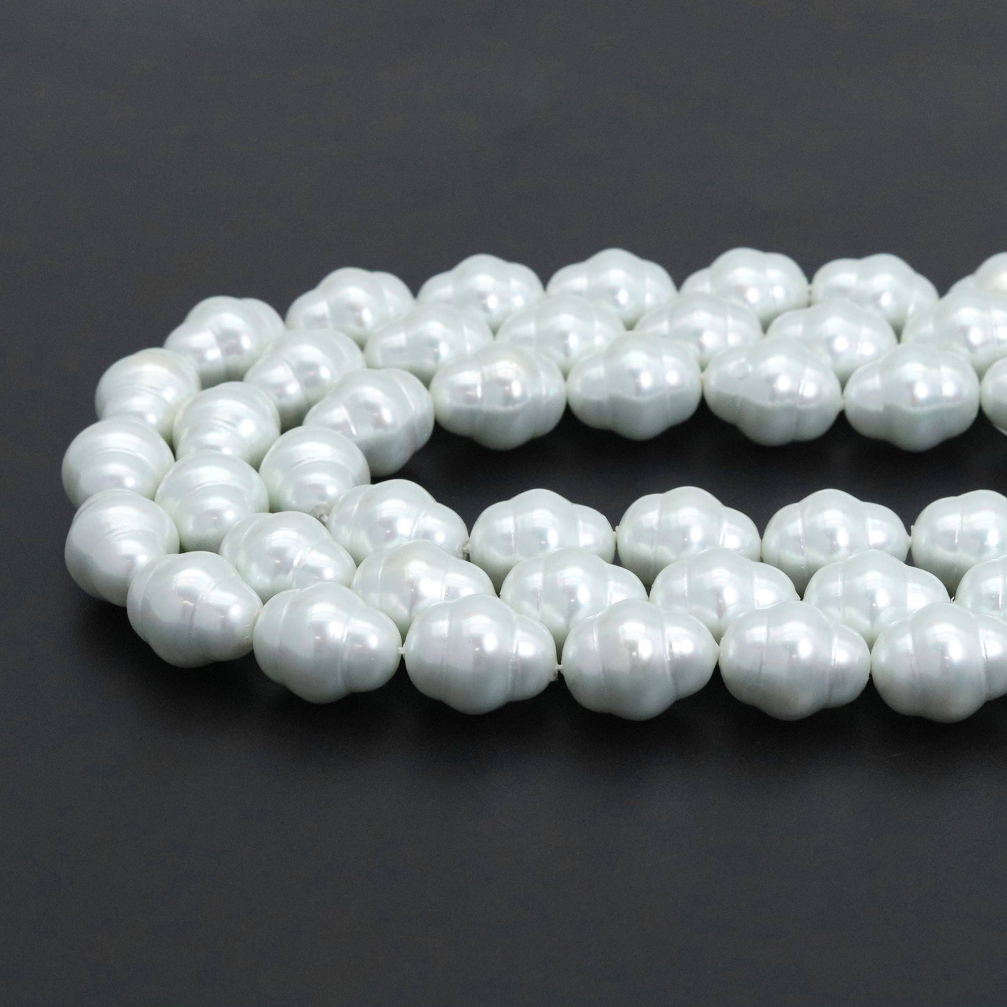 15x18mm Carved Barrel White MOP Beads, Sku#U1217