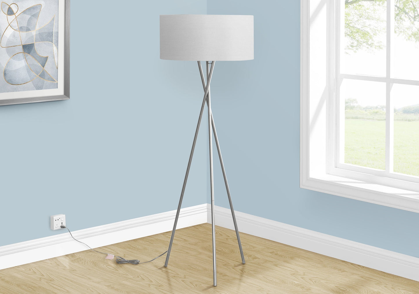 62" High Floor Lamp in Nickel Metal
