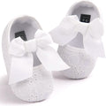 Chaussures de berceau en toile à semelle souple pour bébés filles avec nœud papillon
