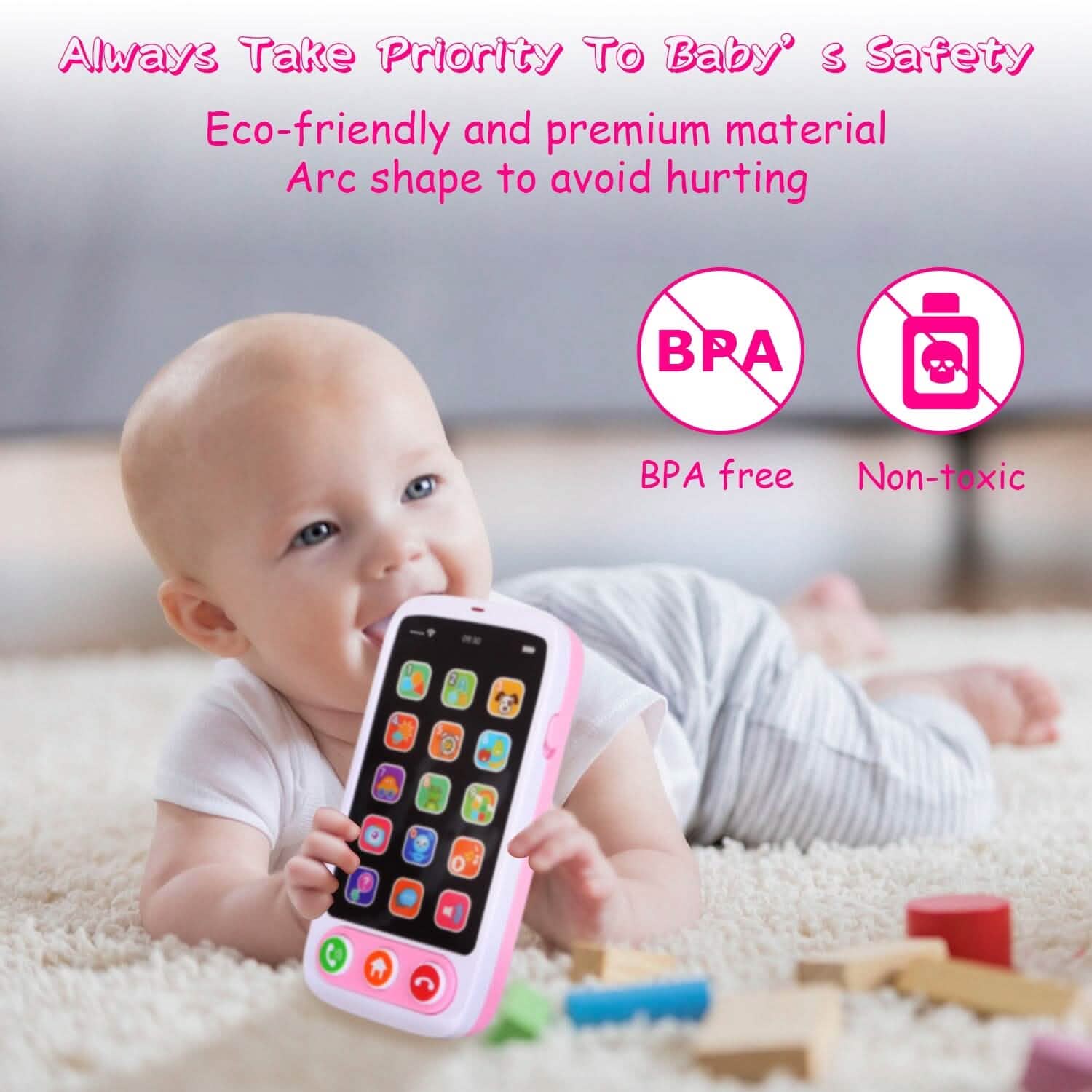 Téléphone Interactif Éducatif pour Bébé avec Musique et Lumières
