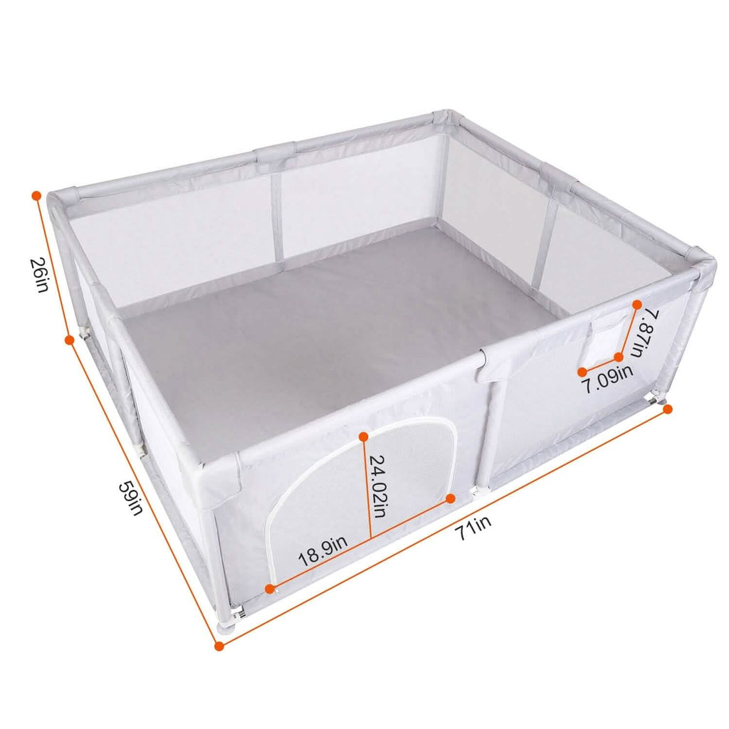 Baby Playpen with Anti-Suction Base Zipper Door