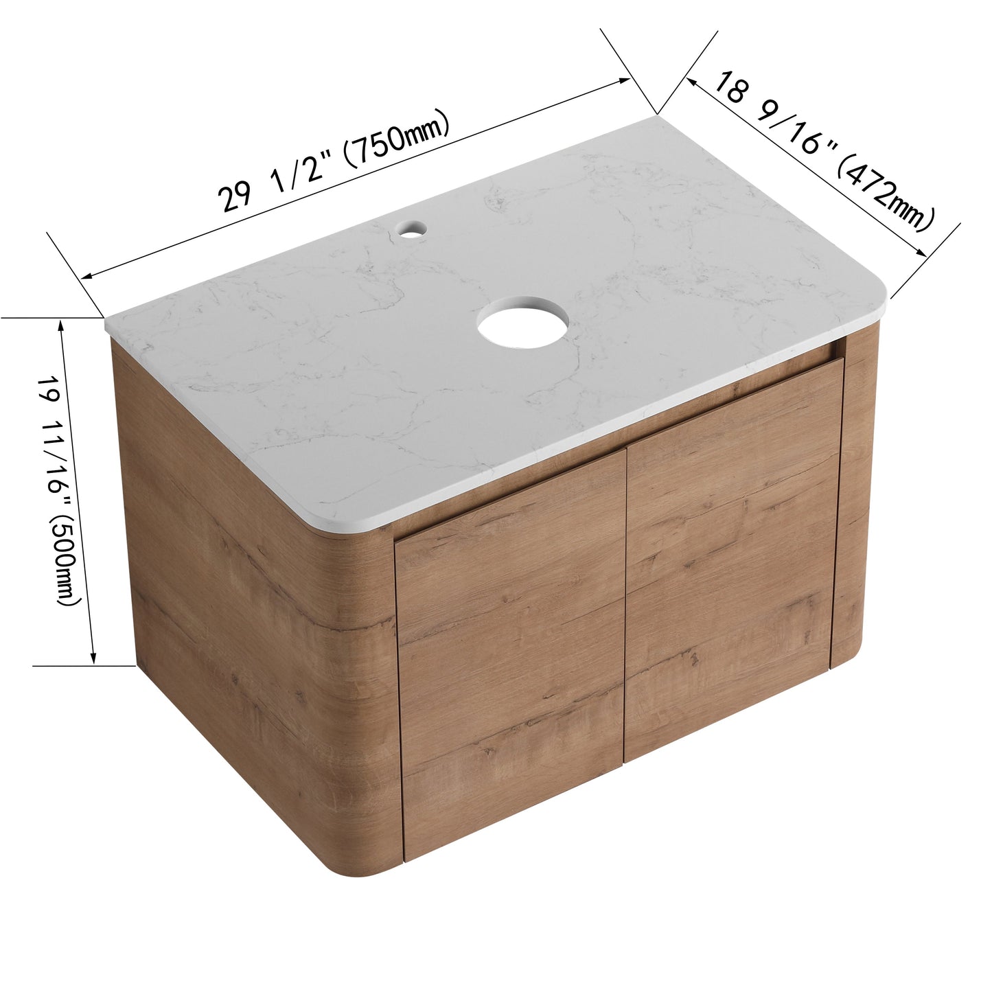 30'' Wall-Mounted Bathroom Vanity & 2 Soft-Close Doors