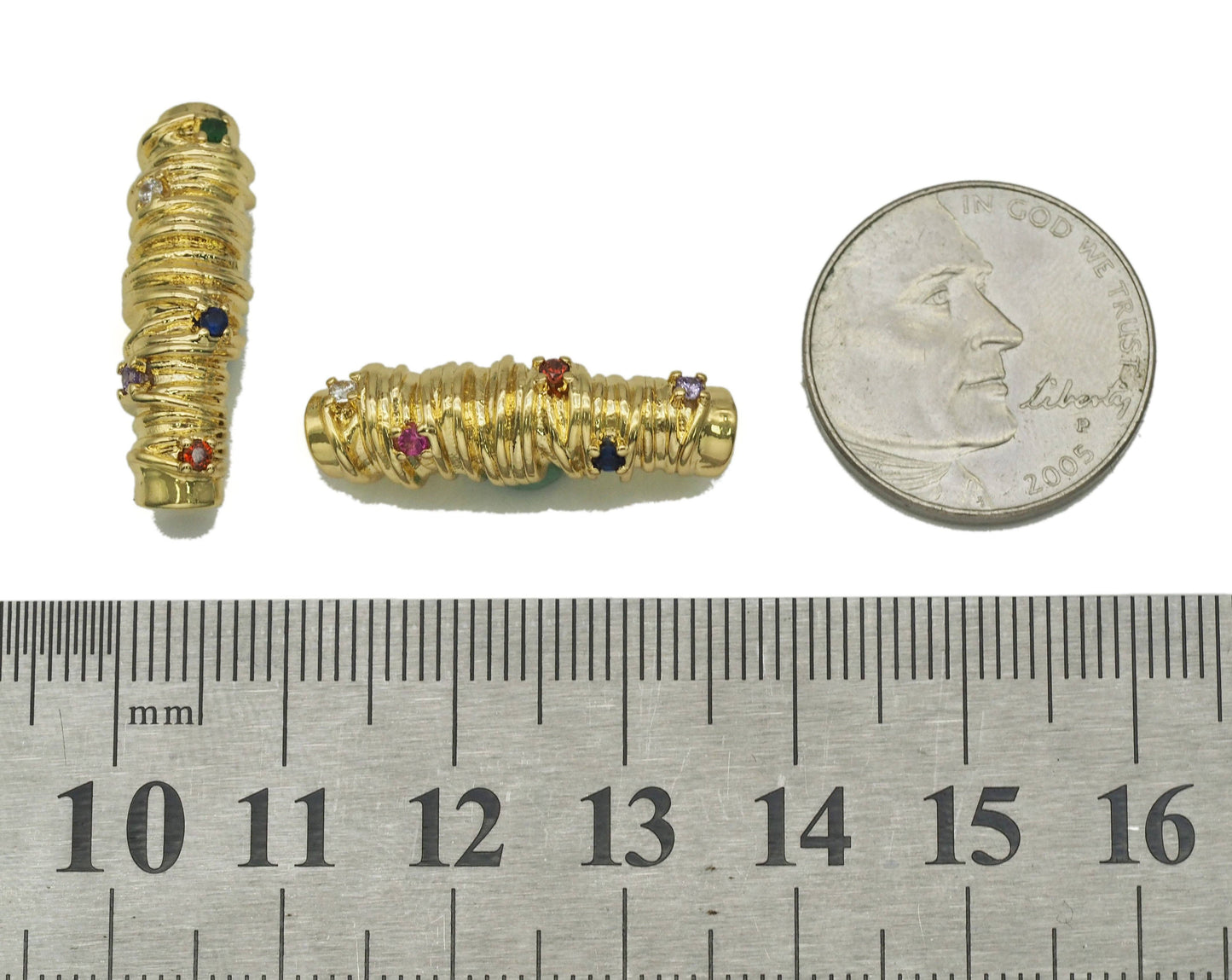 Gold CZ Thread Rolling Spacer Beads, Sku#LK681