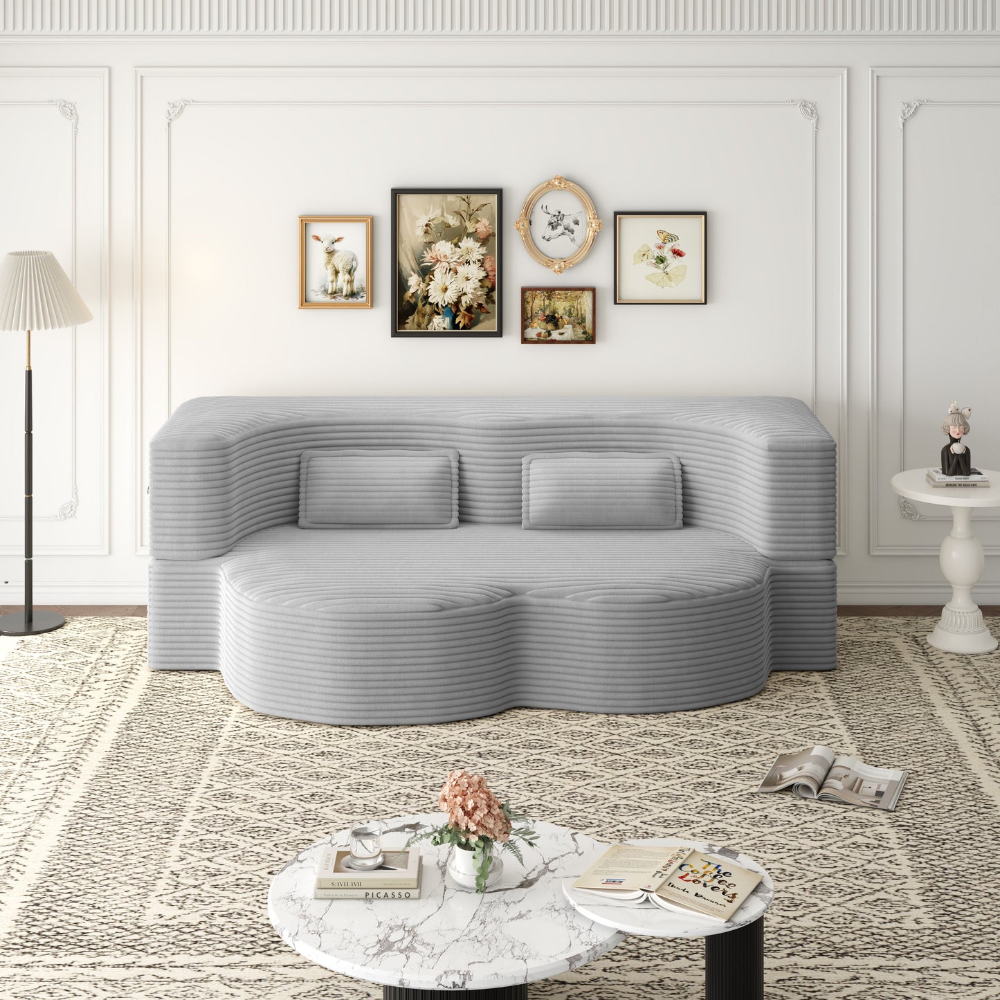 Modern Floor Sofa with 2 Pillows