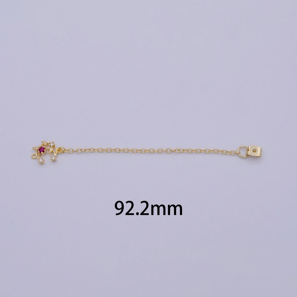 Back stopper w/ chain Pink Crescent Moon Charm 2 pcs Gold Filled Nickel free, Butterfly clutch chain Dainty earring back K-187