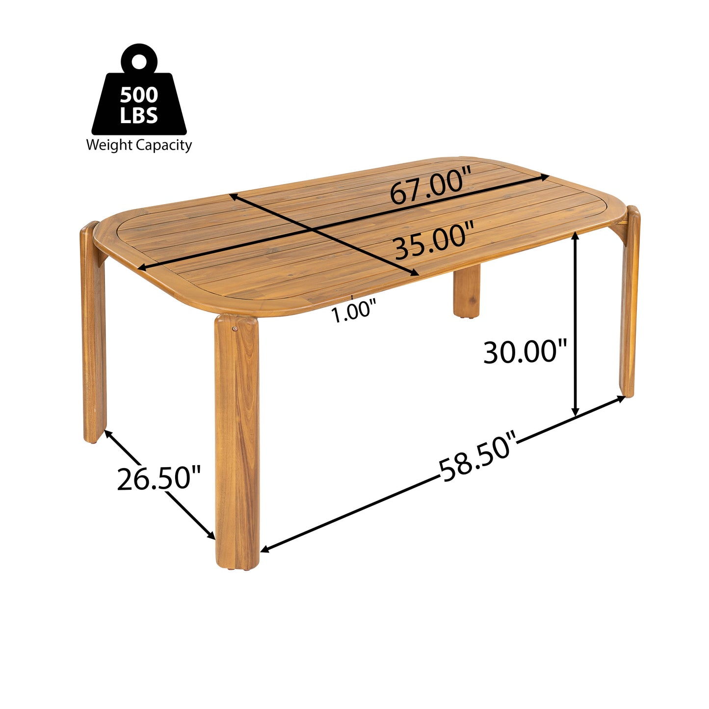 Kaja Outdoor Acacia Wood Dining Table