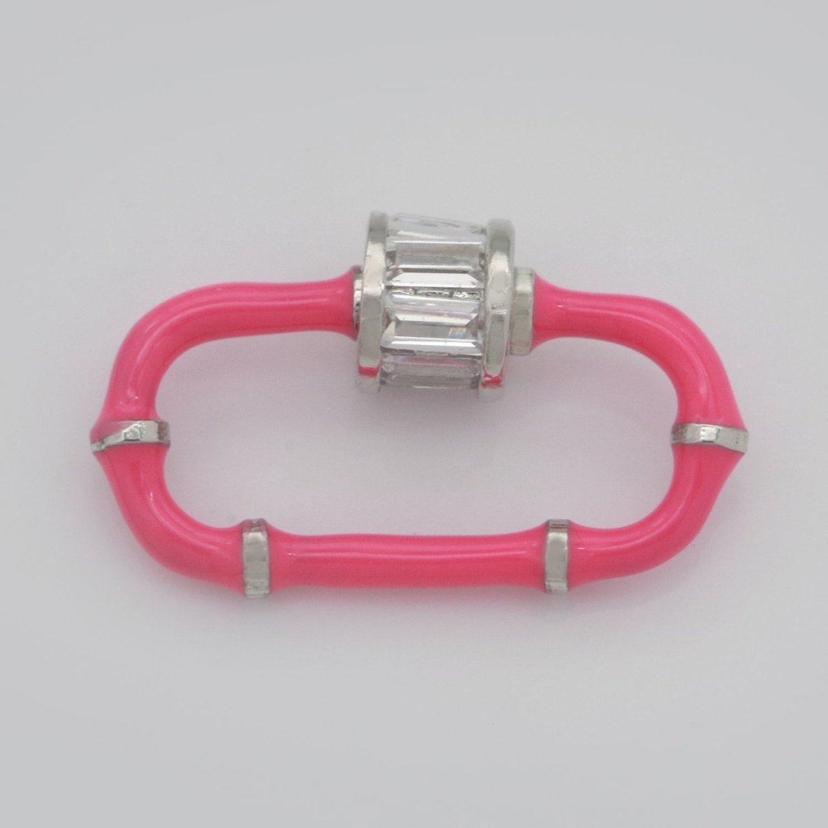 Baguette Oval Enamel Clasps, Color Oval Clasps, CZ Screw Lock Enamel Link Connector L-518~L-529