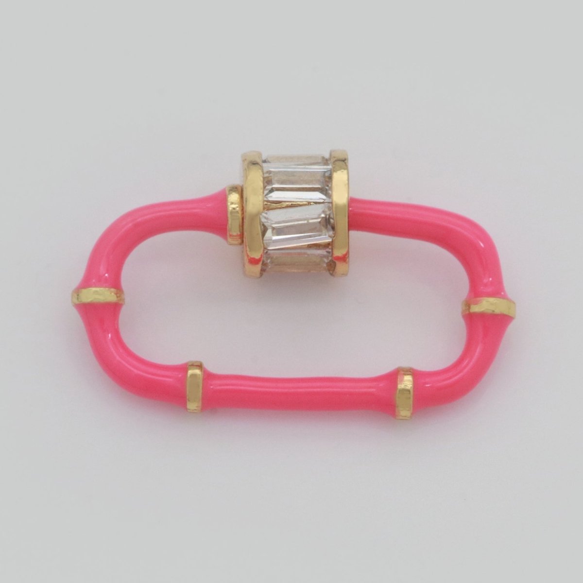 Baguette Oval Enamel Clasps, Color Oval Clasps, CZ Screw Lock Enamel Link Connector L-518~L-529