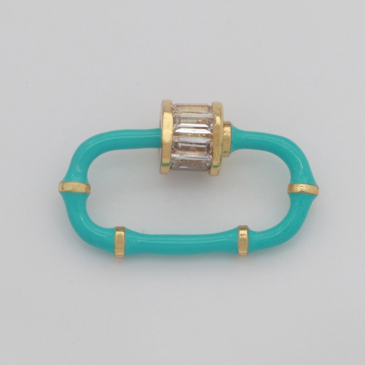 Baguette Oval Enamel Clasps, Color Oval Clasps, CZ Screw Lock Enamel Link Connector L-518~L-529