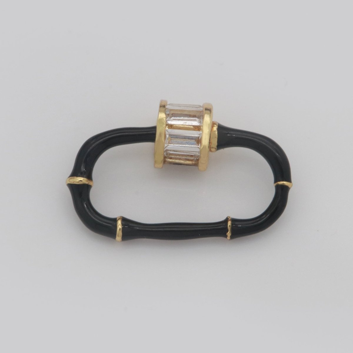 Baguette Oval Enamel Clasps, Color Oval Clasps, CZ Screw Lock Enamel Link Connector L-518~L-529