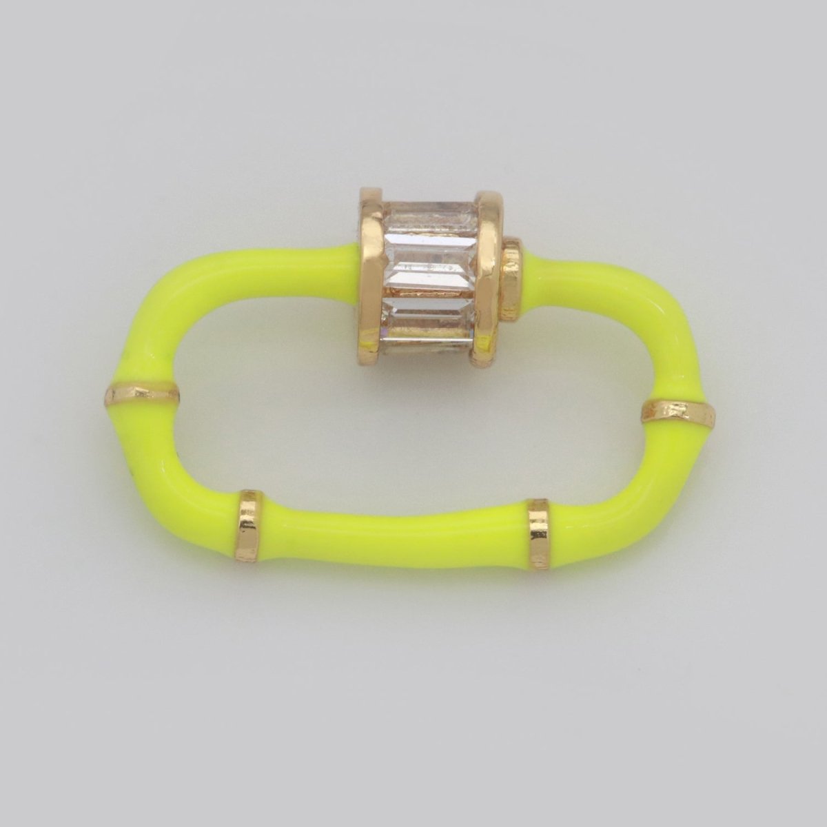 Baguette Oval Enamel Clasps, Color Oval Clasps, CZ Screw Lock Enamel Link Connector L-518~L-529