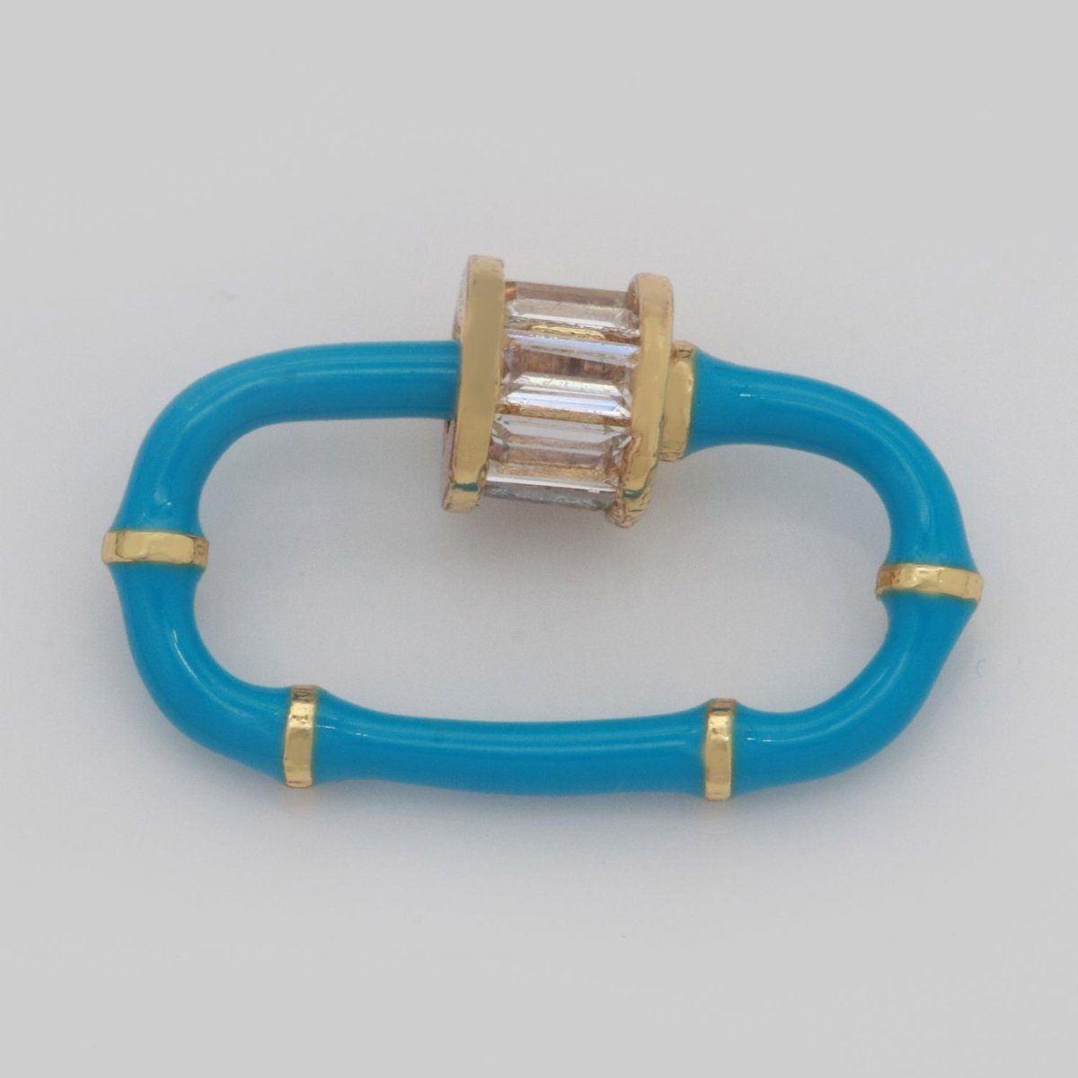 Baguette Oval Enamel Clasps, Color Oval Clasps, CZ Screw Lock Enamel Link Connector L-518~L-529