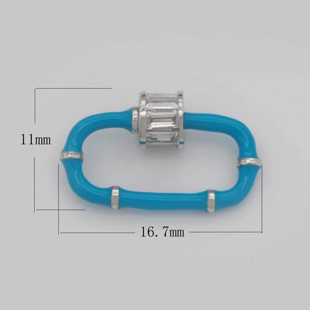 Baguette Oval Enamel Clasps, Color Oval Clasps, CZ Screw Lock Enamel Link Connector L-518~L-529