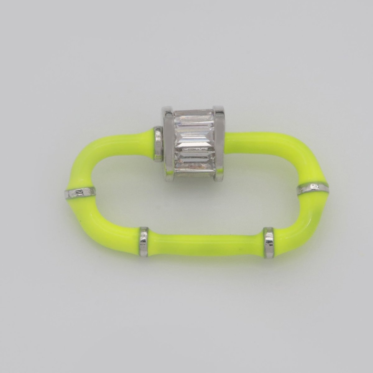 Baguette Oval Enamel Clasps, Color Oval Clasps, CZ Screw Lock Enamel Link Connector L-518~L-529