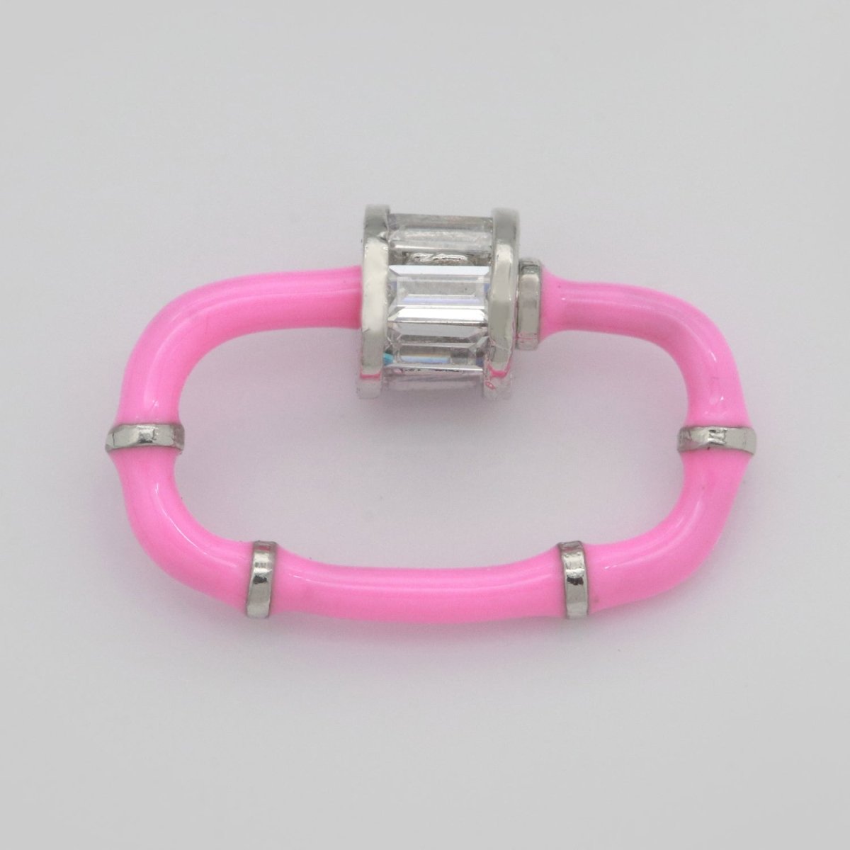 Baguette Oval Enamel Clasps, Color Oval Clasps, CZ Screw Lock Enamel Link Connector L-518~L-529