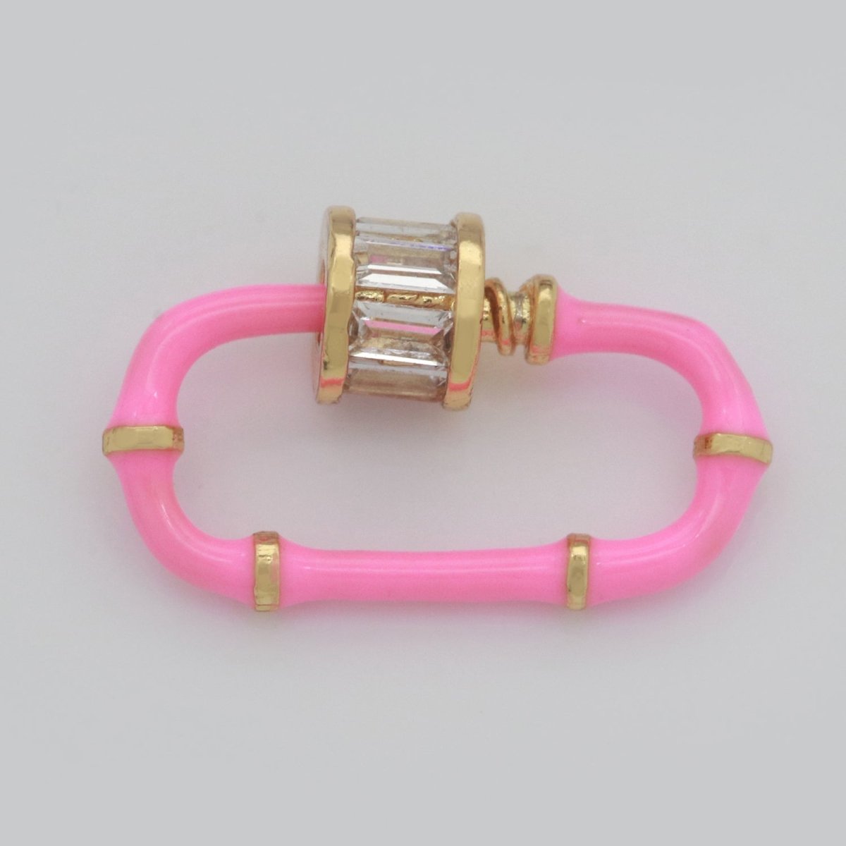 Baguette Oval Enamel Clasps, Color Oval Clasps, CZ Screw Lock Enamel Link Connector L-518~L-529