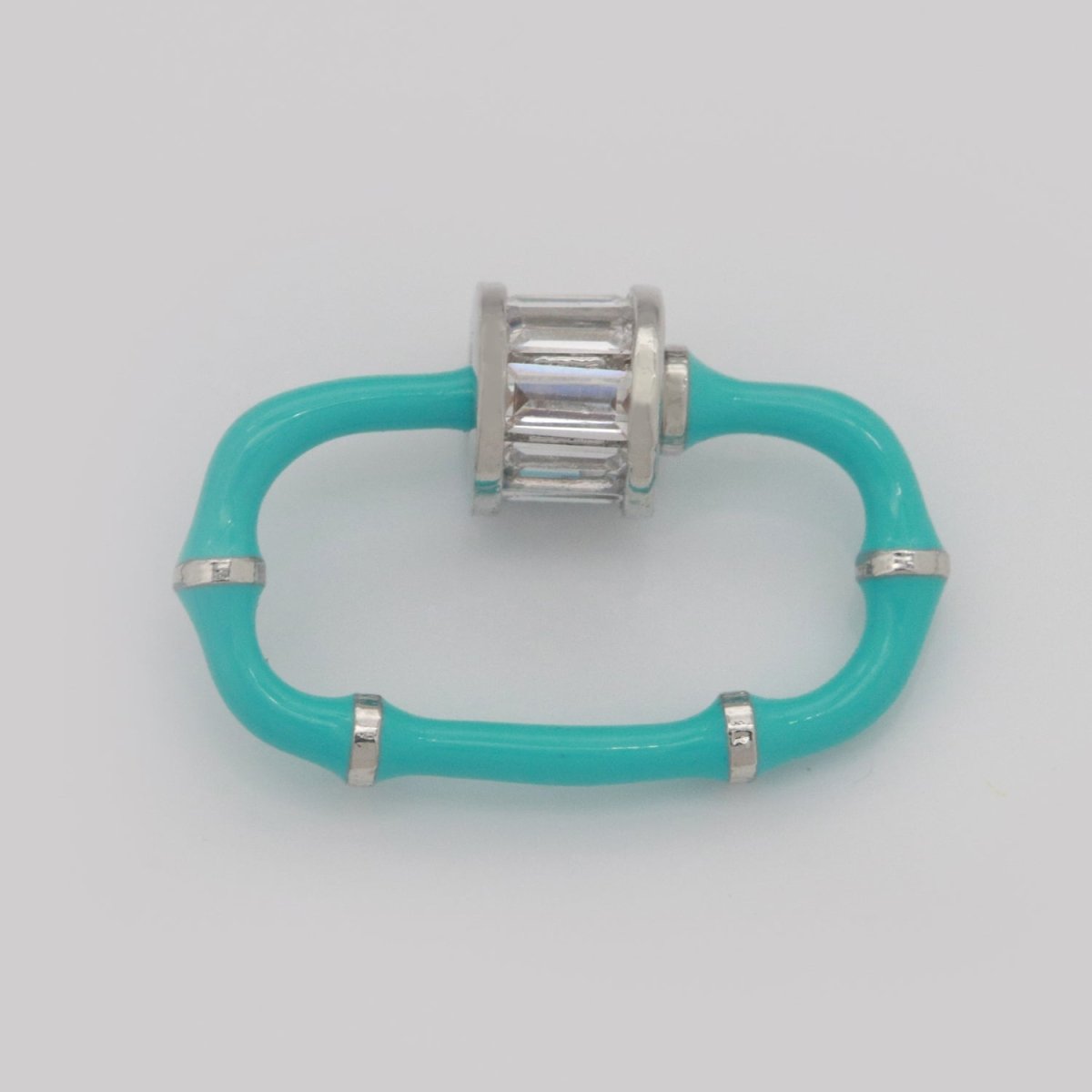 Baguette Oval Enamel Clasps, Color Oval Clasps, CZ Screw Lock Enamel Link Connector L-518~L-529