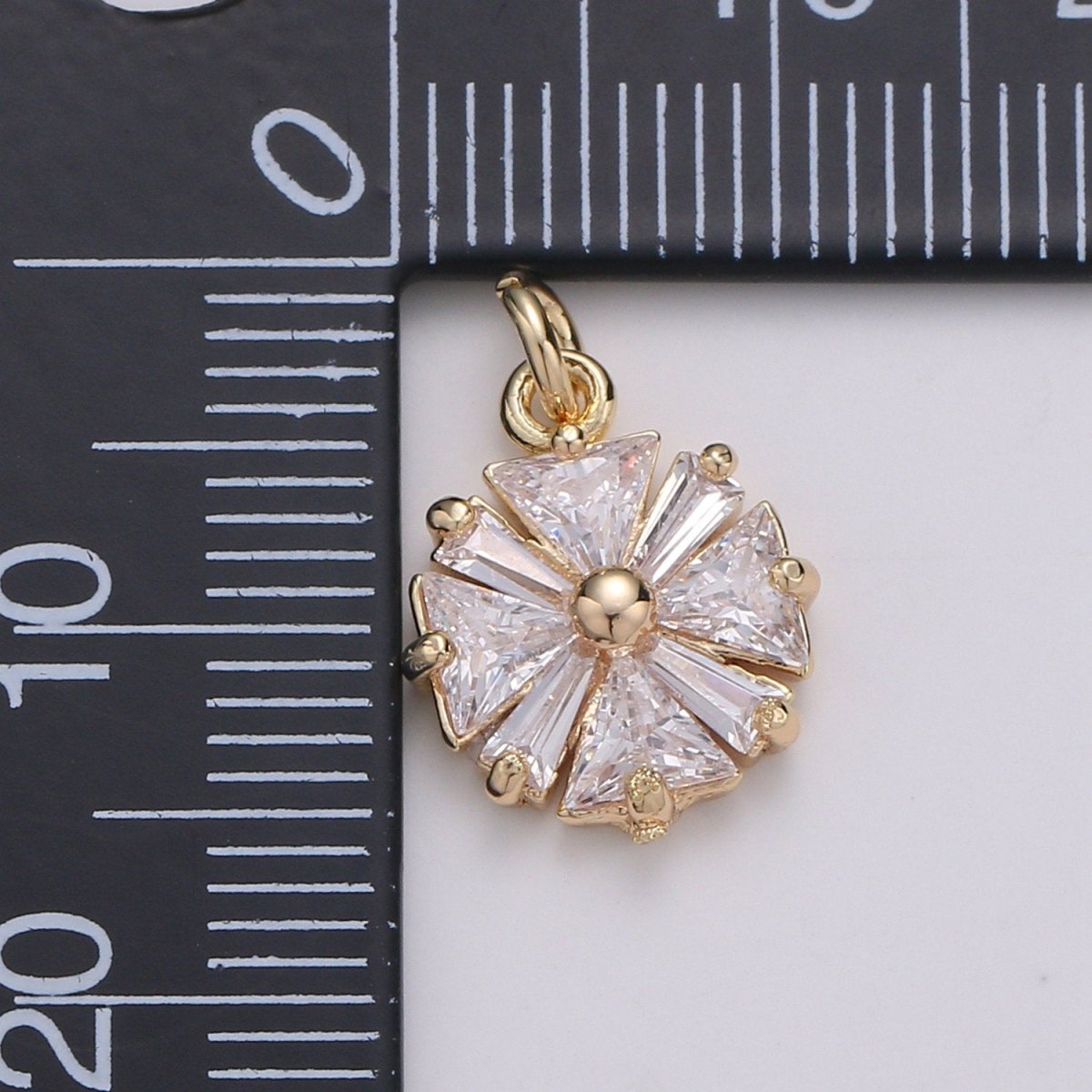 Baguette Star Charms, Cubic Zirconia Charms, Gold Etoile Charm, Vane Necklace Pendant Bracelet Charms Star Celestial Jewelry E-562
