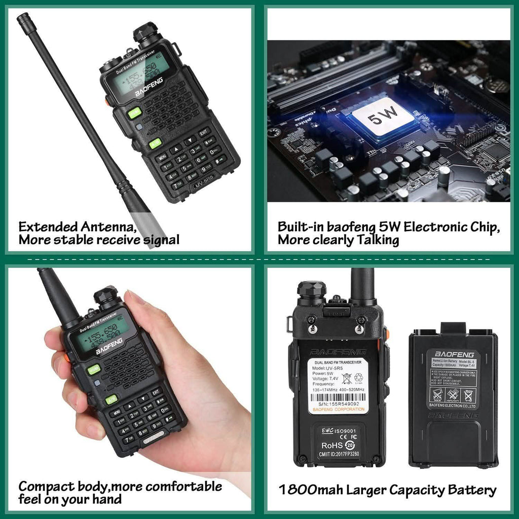 BAOFENG UV-5R5 VHF/UHF Dual Band Two Way Ham Radio Transceiver Walkie Talkie