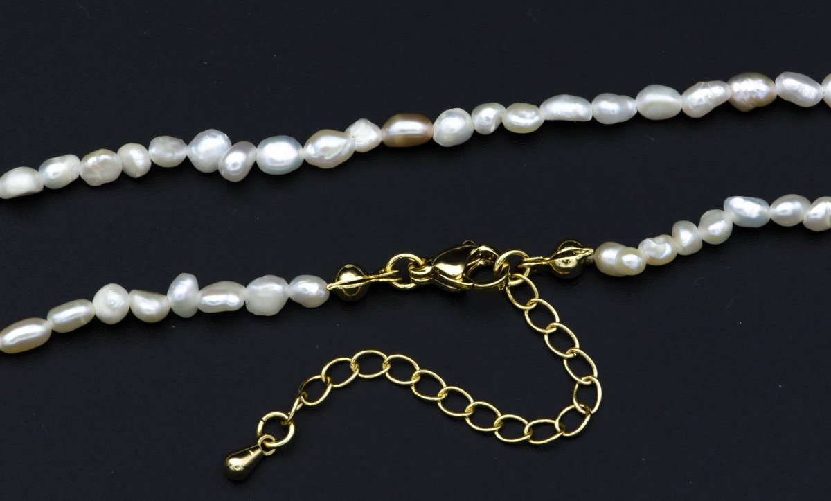 Baroque Freshwater Seed Necklace, Layering Necklace, Pearl Necklace, Beaded Necklace, Dainty Necklace Wedding Jewelry Christmas Gift | WA-512