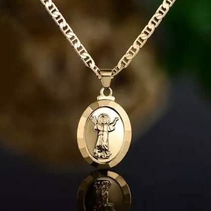 Pendentif Enfant Jésus Plaqué Or 18 Carats BARZEL Avec Collier Marina